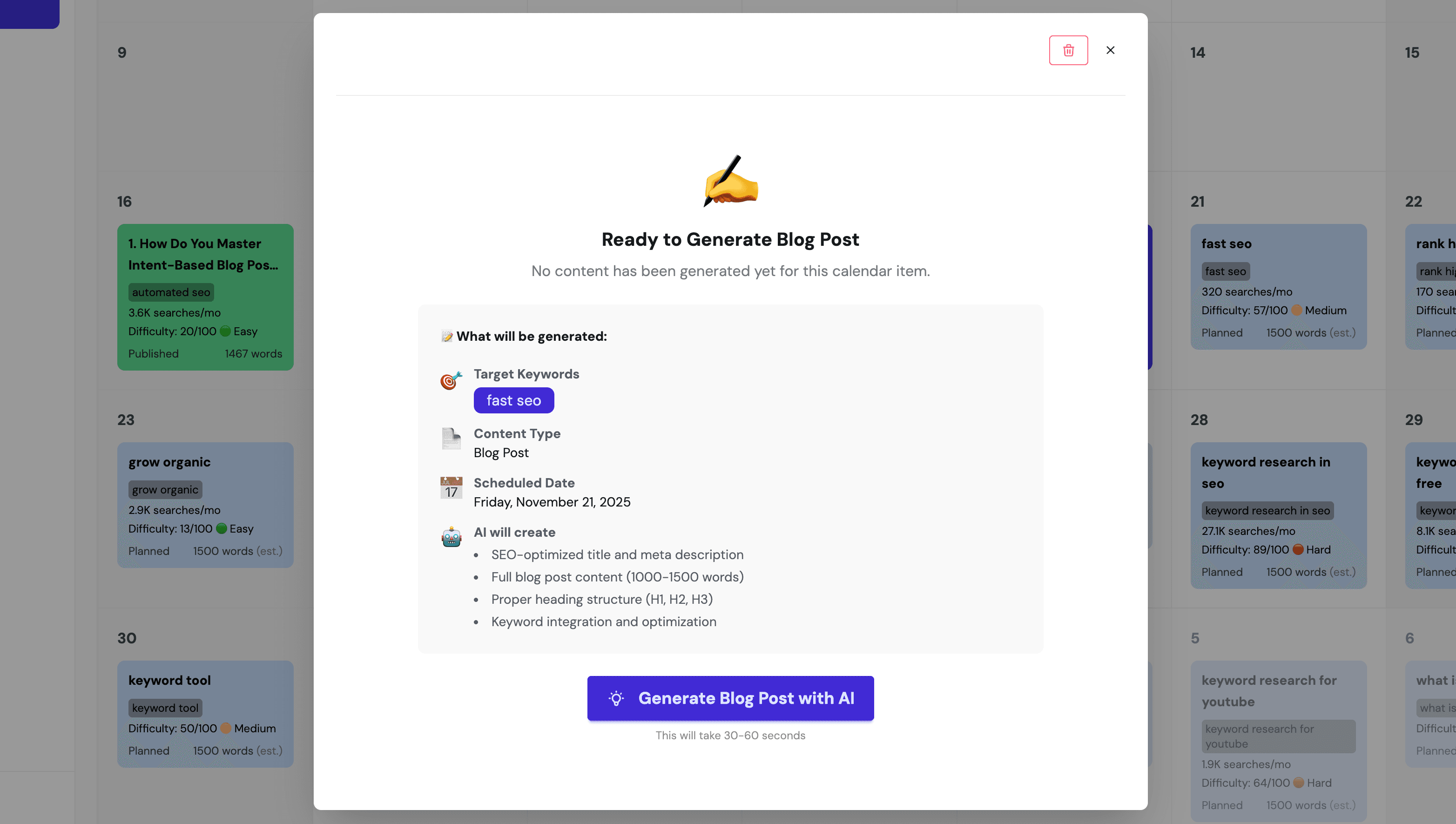 AI Content Generation Feature